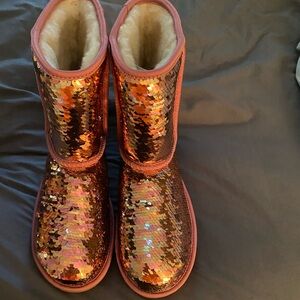 UGG Women’s Classic Short Sequin Pink Boots